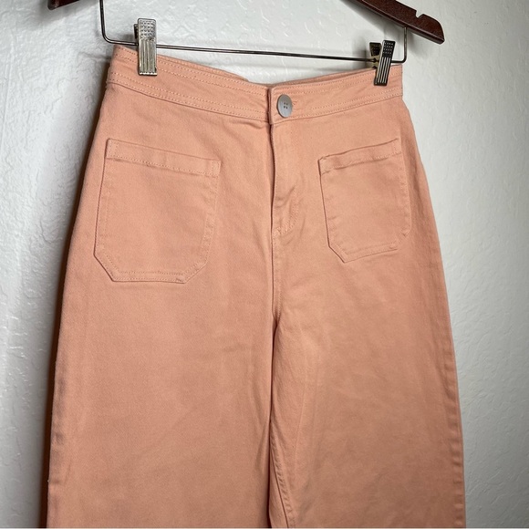 Tu Women’s 8R Denim Wide Leg Crop Pant Frayed Hem Pastel Orange Sherbert Spring - Picture 3 of 10